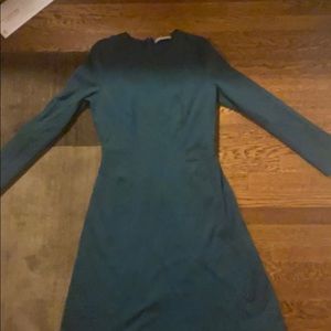 Green dress, a line, long sleeve